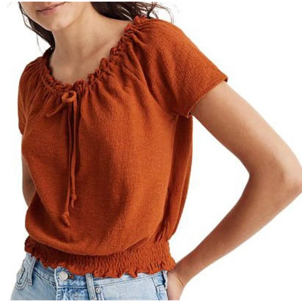 MADEWELL Texture & Thread Rusty Orange Drawstring Top